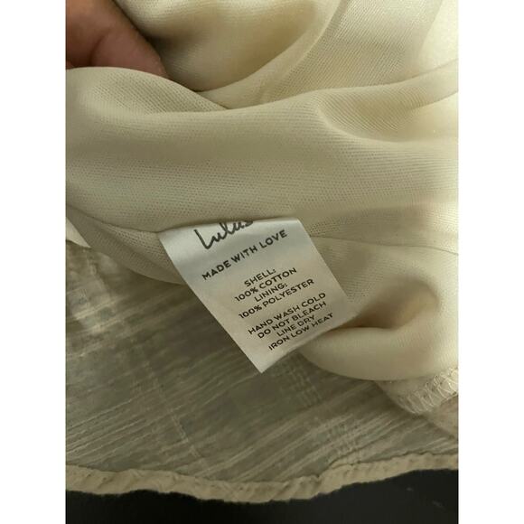 Lulus Womens Wrap Dress Size 3X Beige Woven Tiered Flutter Sleeve Romantic Fairy - Picture 4 of 8